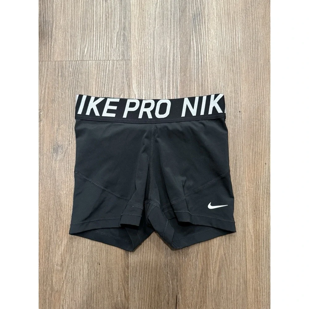 Nike Pro Shorts Black Women's Medium 3 Inch Compression Biker Short - Picture 2 of 7
